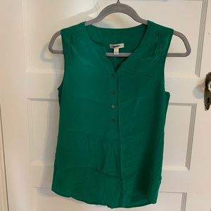 J Crew Emerald Green Half Button Up Tank
